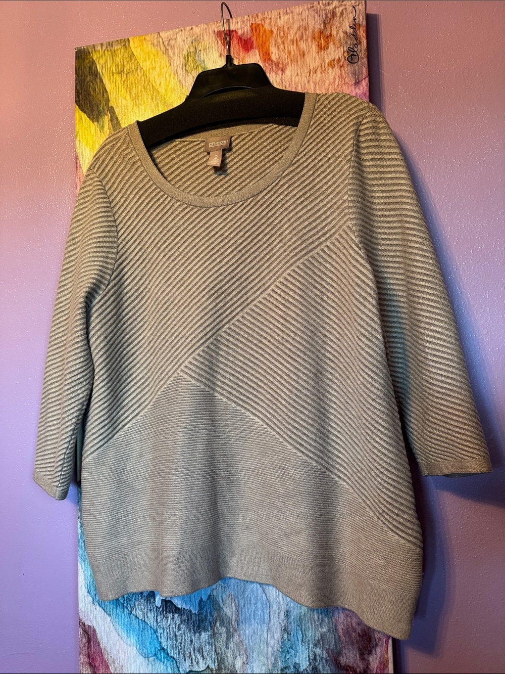 Chico's Gray Ribbed Tunic Top